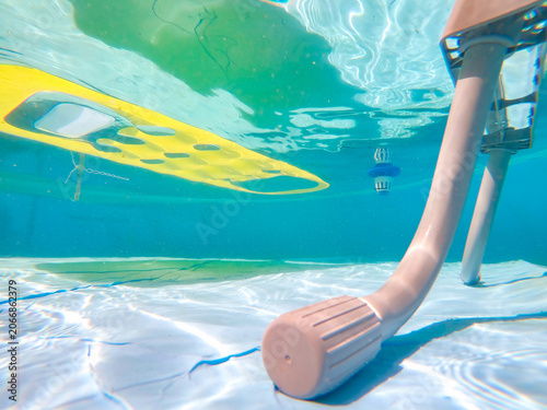 Underwater Pool View with Ladder Step Foot and Floating Mat