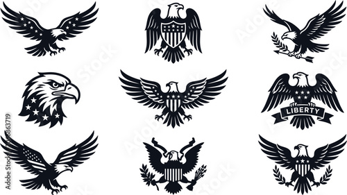 set of heraldic eagle