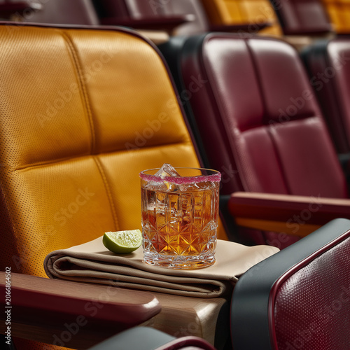 empty seats in a theater, luxury drink