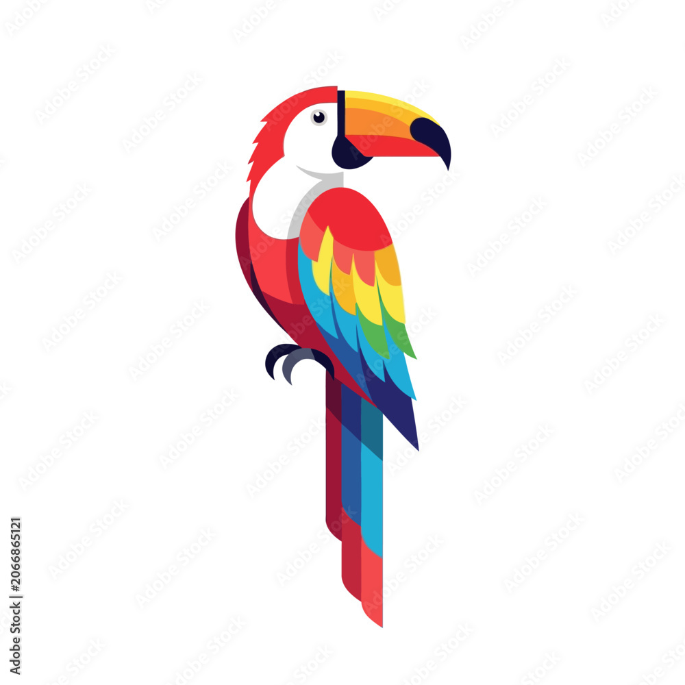 Fototapeta premium Colorful Toucan Parrot Bird Illustration - Isolated on White