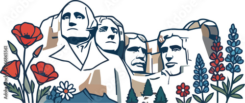 American Landmark Mount Rushmore on on a transparent background