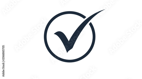 Fotografie A simple illustration of a checkmark inside a circle on a white background