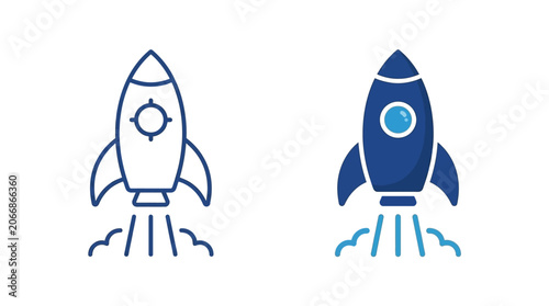 Quadro su tela Two rocket ships blasting off into space with trails