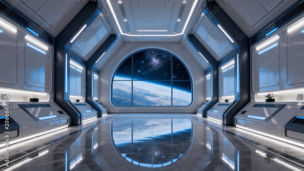 Fototapeta premium Futuristic space station interior