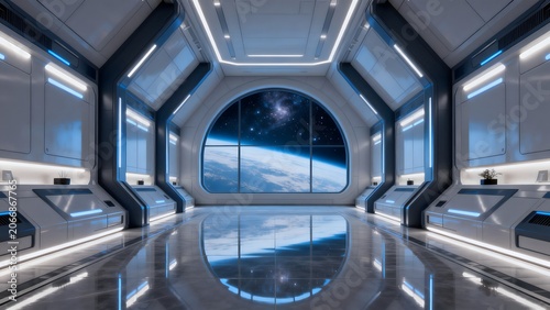 Futuristic space station interior