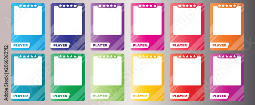 Game sports card template featuring five-star ratings and a designated 