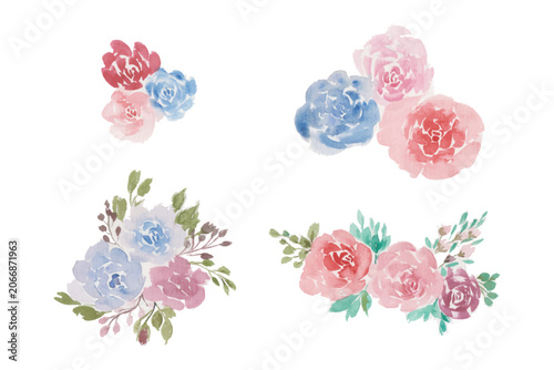 abstract watercolor flowers, leaves illustration set - green leaf branches collection for wedding, greetings, stationary, wallpapers, fashion, background. olive, green leaves, Eucalyptus etc	