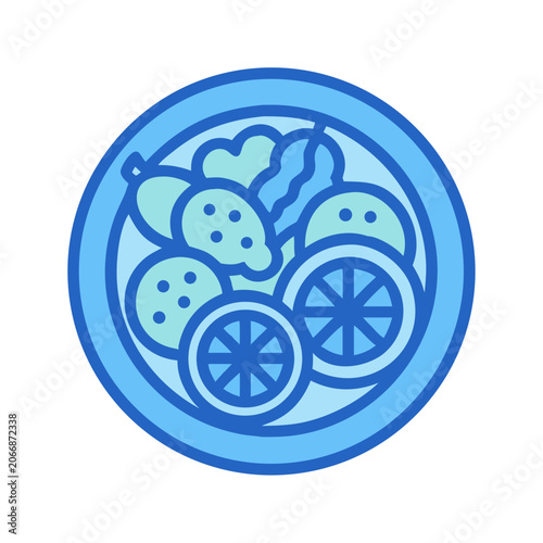 Illustration of fresh salad on a plate in flat design