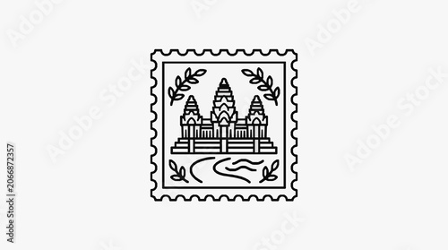Black and white line art of a castle silhouette.
