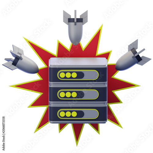 Obraz na plátně Digital server system facing catastrophic attack, leading to a critical failure