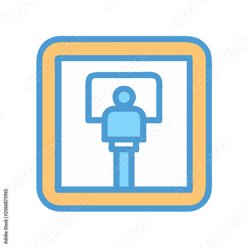 Bild auf Leinwand Blue person using teleprompter icon on white background graphic