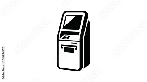 Airport Self-Check-in Kiosk Machine Icon, isolated white background