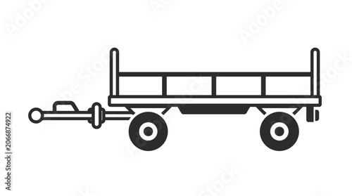 Empty Airport Baggage Cart Trailer Line Icon, isolated white background