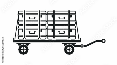 Airport Baggage Cart with Luggage Line Icon, isolated white background