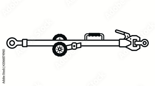Airport Baggage Cart Tow Bar Connector Line Icon, isolated white background