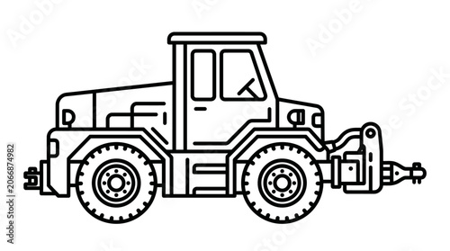 Airport Tow Tractor Line Icon for Ground Handling, isolated white background