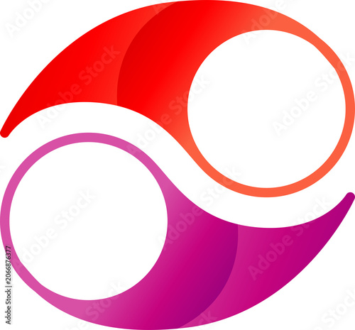 Cuadro en lienzo Vibrant Yin Yang Symbol with Gradient Colors