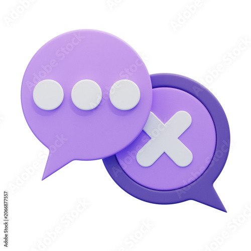 Fotografie 3D icon illustrating digital communication problems, with a pending message bubb