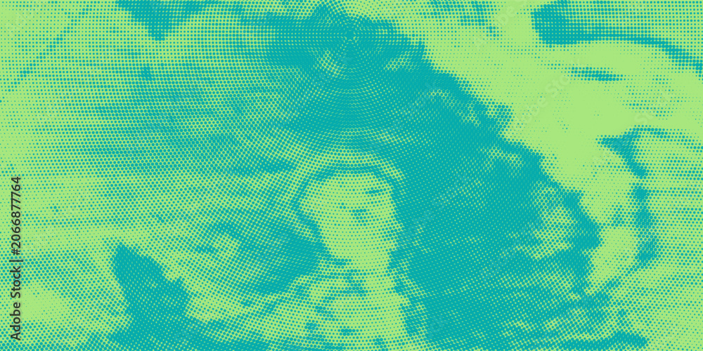 Naklejka premium Bright turquoise and green pop art retro background with halftone in comics style vector illustration eps10