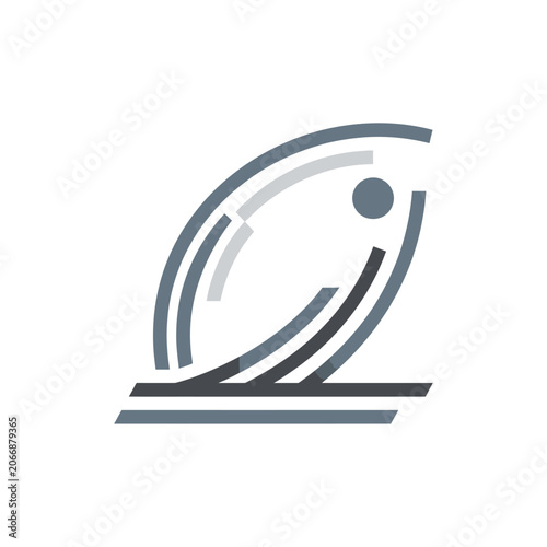 Abstract curved motion lines with circle.