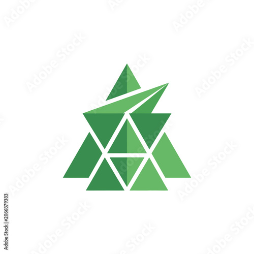 Green abstract geometric triangle structure logo.