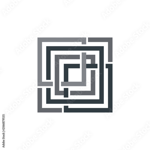 Interlocking square geometric knot pattern icon