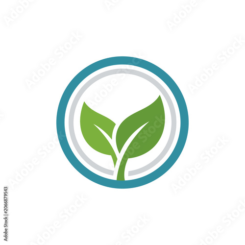 Dual green sprouts logo inside circular frame.