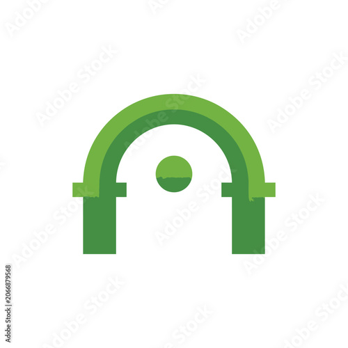 Minimalist green arch logo with circle sun element