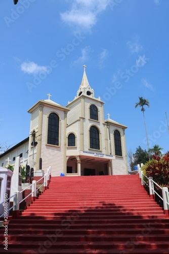 Image of the Vanghmun Baptist Church, a historic landmark established in 1919.