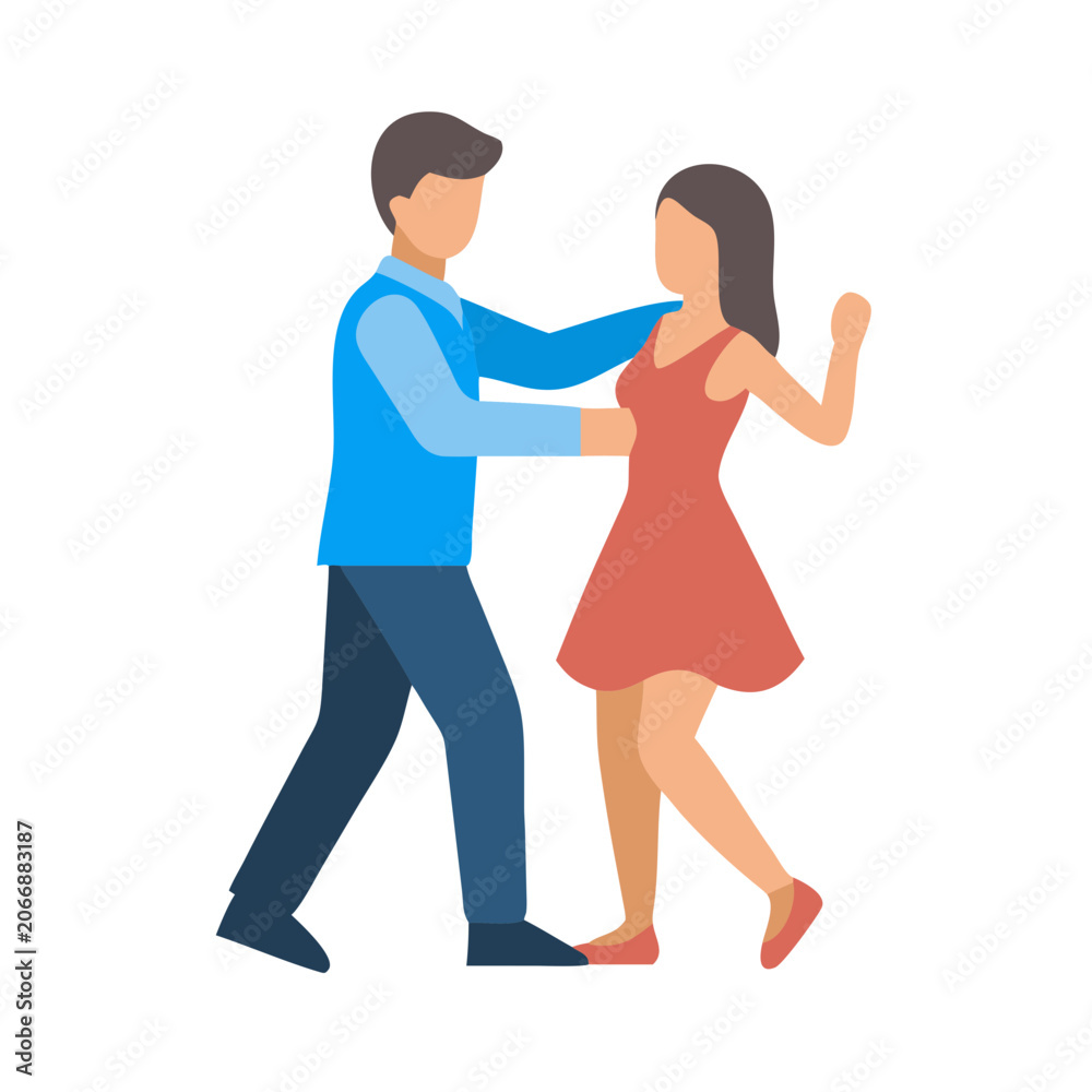 Obraz premium Couple dancing with flat design and modern color scheme