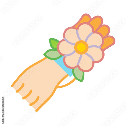Obraz na plátně Stylized hand adornment with a flower illustration