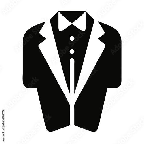 Elegant black tuxedo icon on dark background for formal events