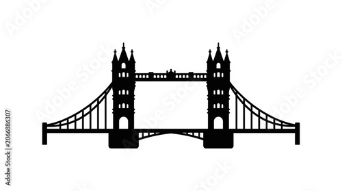 Tower Bridge Silhouette Against White Background london