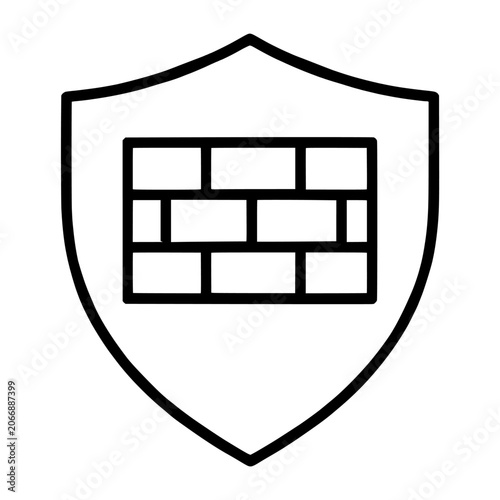 Firewall Protection Shield Line Icon