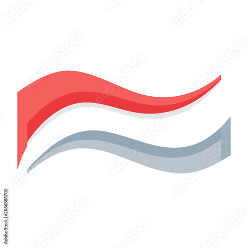 Abstract Ribbon Graphic in Red, White, and Gray