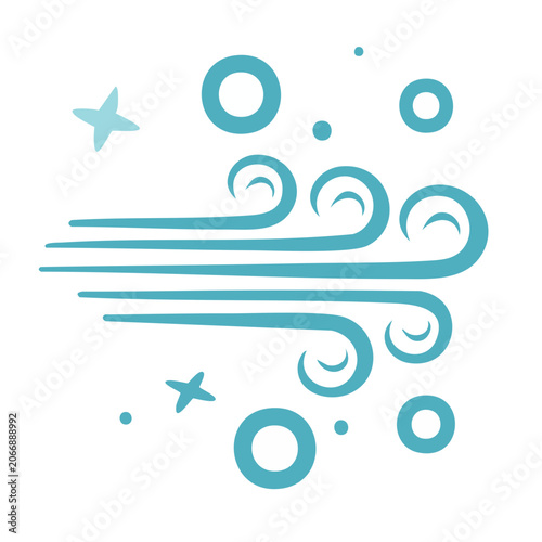 Stylized icon of wind with stars and circles