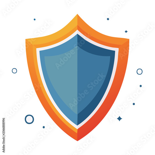 Stylized Shield Icon with Orange and Blue Colors