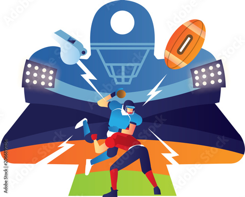 Tableau sur toile Rugby match competition concept