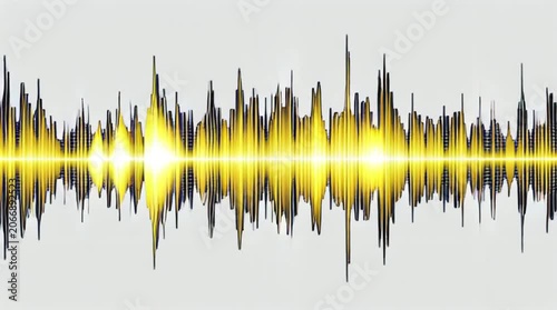 Abstract Sound Wave Visual Representation in Bright Yellow and Black for Audio and Music Production, Graphic Design, and Technology Use