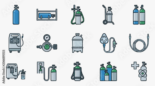 Fotografia Industrial Gas Equipment and Safety Tools Collection.