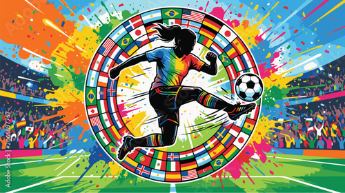 soccer player on abstract colorful background