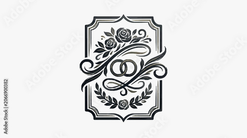 Photography Intricate monogrammed emblem with floral and crown design.
