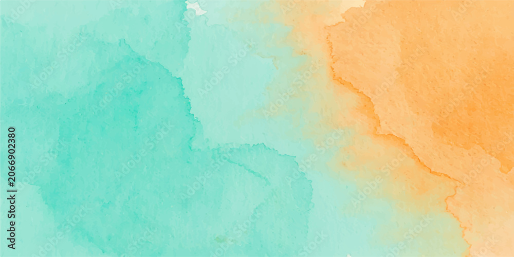 Fototapeta premium Abstract watercolor background with turquoise and orange blending softly together creating artistic gradient texture for modern creative design projects
