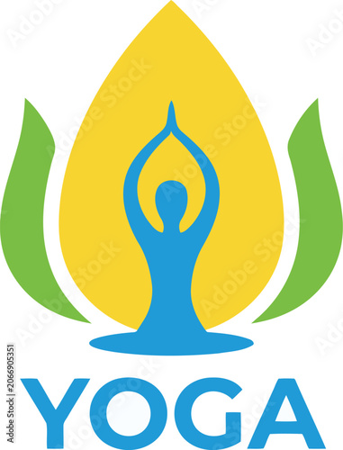 Yoga studio logo design with stylized human figure in lotus meditation pose