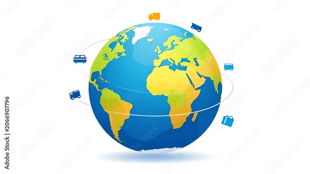 Naklejka premium Colorful global logistics vector isolated on white background for transportation, shipping and supply chain concepts