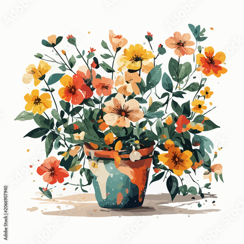 flowers and plants in pots painting 
