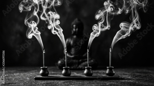 Monochrome Incense Smoke Spiritual Background