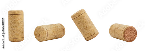 Canvastavla Four natural cork stoppers isolated on transparent background.