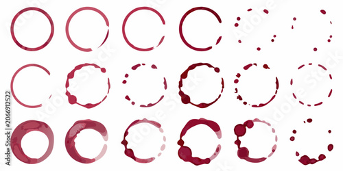 Obraz na plátně Circular Stain Collection Watercolor Style On White Background