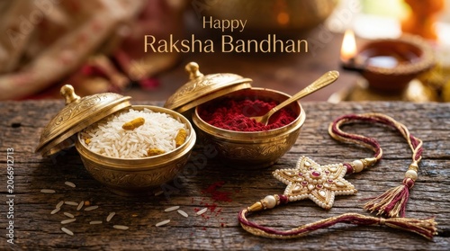 Raksha Bandhan Ritual Items Rustic Background
